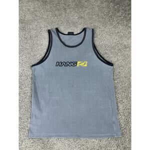 VTG Hang Loose Tank Top Mens Large Gray Shaka Hand Graphic Surf Sleeveless Shirt